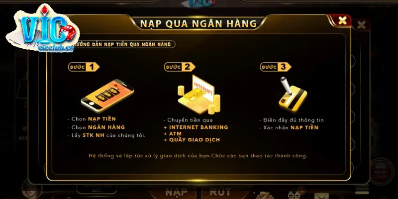 Hướng dẫn nạp tiền Vicclub bằng tài khoản ngân hàng