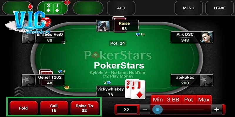 Các hành động trong cách chơi bài Poker